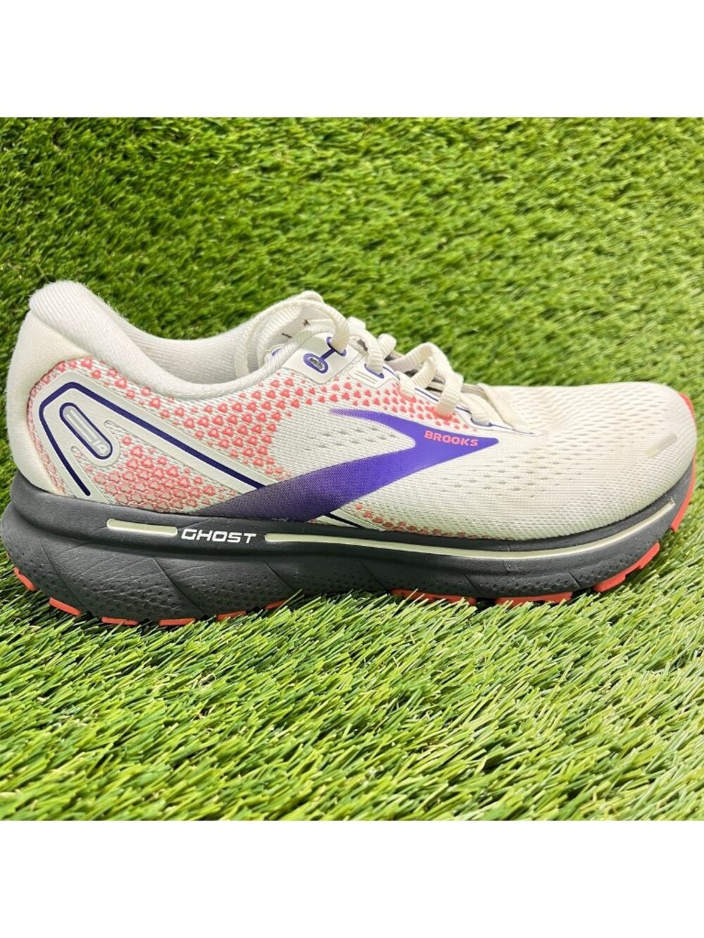 Brooks Ghost 14 Womens Size 7.5 White Purple Athletic Running Shoes Sneakers